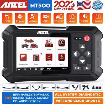 ANCEL MT500 Motorcycle All System Diagnostic Scan Tool OBD2 Scanner ABS TPMS Oil • $499