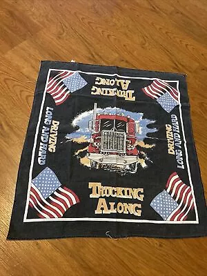 Vintage 18 Wheeler TRUCKER  TRUCKING ALONG  USA Flag Bandana America Faded • $9.99