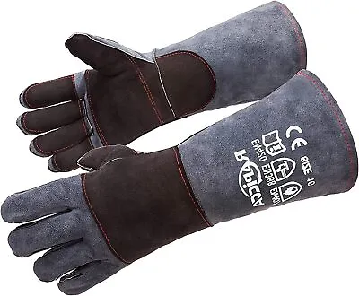 $18.97 • Buy 16 Inches RAPICCA Leather Forge Welding Gloves Heat/Fire Resistant, Mitts (Blue)
