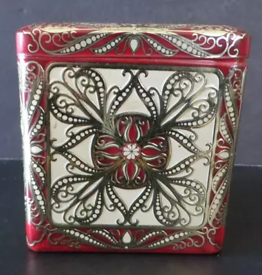 Vintage Tea Candy Tin Hinged Box Made In Holland 4  X 4  X 4  • $12.90