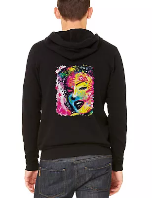 Men's Marilyn Monroe Neon Painting C9 Black Zipper Hoodie Sexy Tattoo Hollywood • $28.99