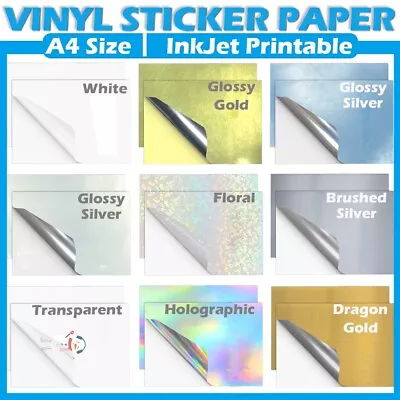 Printable Vinyl Sticker Paper A4 Waterproof Glossy For Inkjet Printer 8.5''x11'' • $9.90