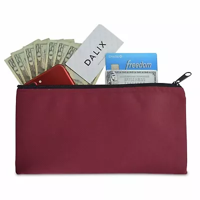 Deposit Bag Bank Pouch Zippered Safe Money Bag Organizer In Maroon Red • $6.50