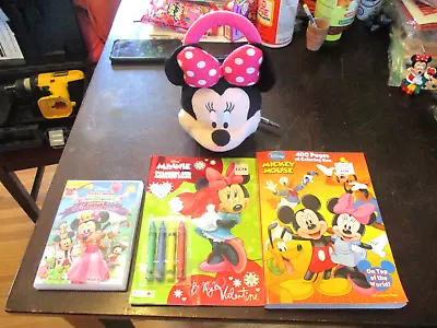 4-new Minnie Mousedvdplush Carry Purse & 400 Pg. & 34 Stickers Coloring Books+ • $19.99