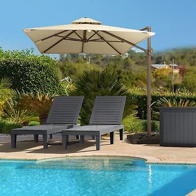 Chaise Outdoor Lounge Chairs Adjustable Backrest Sturdy Loungers Patio Poolside • $164.44