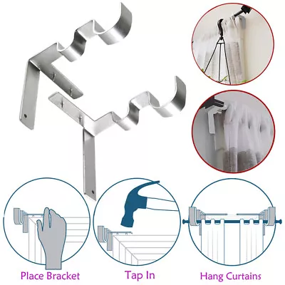 Kwik Hang Double Center Support Curtain Rod Bracket Into Window Frame Bracket MR • $18.98