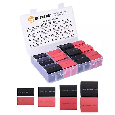 SELTERM Heat Shrink Kit 1 3/4 1/2 5/8 - 3:1 Dual Wall Adhesive Lined - 108 Pcs • $16.04