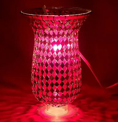 Glass Hurricane Shades Red Mosaic For Candle Holder 5 Dia X 7.5 Tall • $12.95