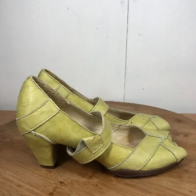Sergio Tomani Shoes Womens 39 US 8 Mary Jane Pumps Green Leather Square Peep Toe • $24.99