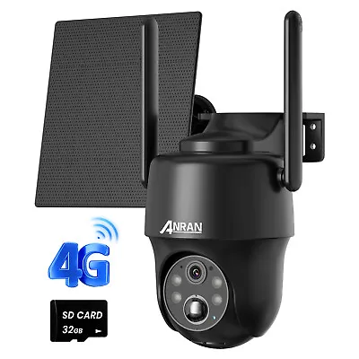 ANRAN 4/5G LTE Solar Battery Security IP Camera Outdoor Wireless CCTV Sim Card • £99.99