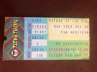 Van Morrison Ticket Stub New York Palladium October’78 • $9.95