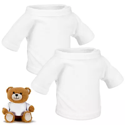 HOLIDYOYO White Blouse 2pcs Plush Bear T Shirt Blank Crew Neck Bear Clothes-ME • £9.89