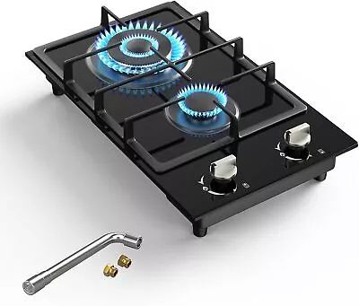 Gas Stove 2 Burner Propane Cooktop 12 Inch Portable Gas Cooktop Stainless Steel • $125.90
