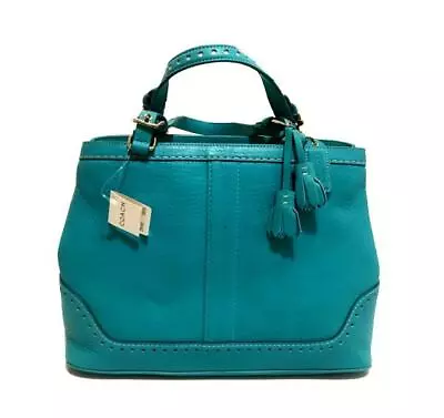 NWT Coach Hamptons Azure Blue Pebbled Leather Sm Carryall Tote Bag Purse Satchel • $349