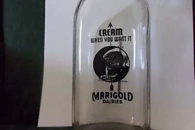 Vintage Marigold Dairy Products CREAM When You Want It Quart Glass Bottle • $5