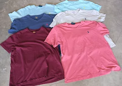 LOT Of 6 Polo Ralph Lauren Shirts Men Size Medium Short Sleeve V Neck Vintage • $36