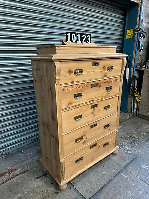 Waxed Danish Antique Pine Chest Of 5 Drawers Ref 10123 • £795