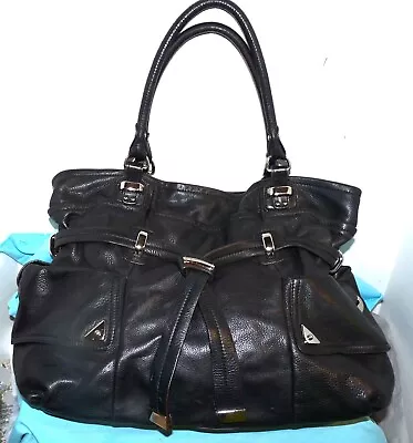 B MAKOWSKY~ 14x19 ~ Black Pebbled SOFT Leather SLOUCH Handbag~ 3 COMPARTMENTS • $49.99