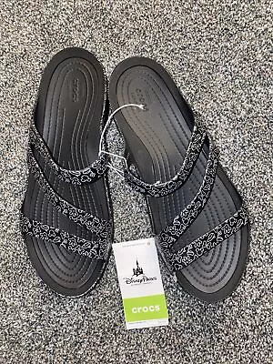 Crocs Disney Women’s Mickey Mouse Slide Sandal Black/Silver-Size 10 • $40