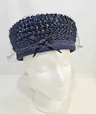 Vintage Womens Hat Dark Blue With Netting • $14.95