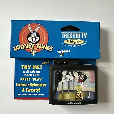 Vintage 1998 Looney Tunes Tweety Bird& Sylvester Talking Tv Refrigerator Magnet • $15
