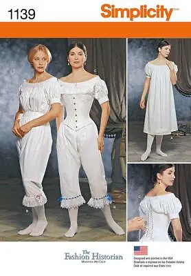 £10.99 • Buy SIMPLICITY Sewing Pattern~1139 Miss Women CIVIL WAR Chemise &Corset 6-12 Or14-20
