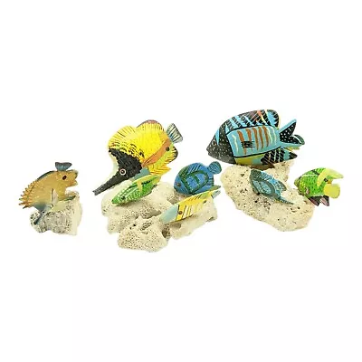 Hand Carved And Hand Painted Tropical Fish On Coral Base • $35.99