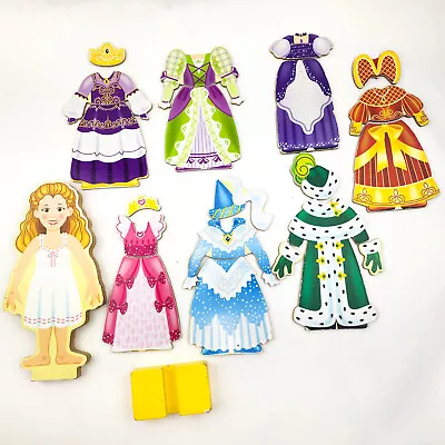 Melissa & Doug Magnetic Dress Up Doll Princess Elise & Wooden Clothing • $8.99