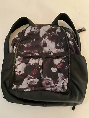 “lululemon” Mid Size Black/multicoloured Ladies Pocketed Backpack. Euc • $59