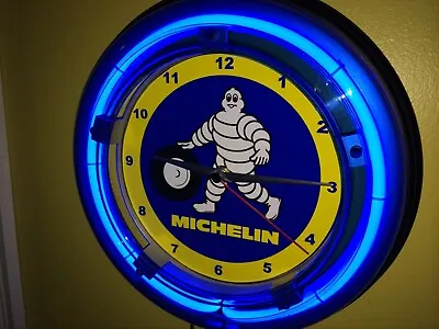 Michelin Man Tires Gas Service Station Garage Advertising Neon Wall Clock Sign • $109.99