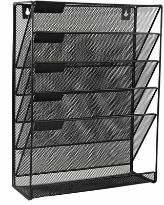 £17.95 • Buy Black Magazine Rack Document File Holder Literature Storage Wall Mounted Metal