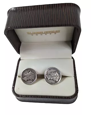 Cufflinks W/ Vintage 925 Silver 1936/1923 Mercury Dime Coin 10 Cents Money Case • $24.45