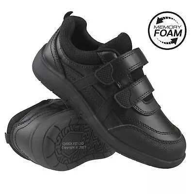£16.95 • Buy Boys School Shoes Kids Black Trainers Twin Touch Strap Junior Children Size Shoe