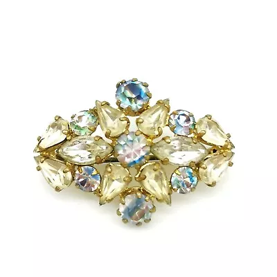 £20 • Buy Vintage Iris Rainbow Glass Brooch. Art Deco Antique Jewellery. Prong Set. Stripe