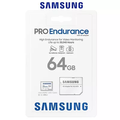 Samsung Pro Endurance 64GB Micro SD Card Class 10 UHS-I SDHC DashCam Security • $28.95