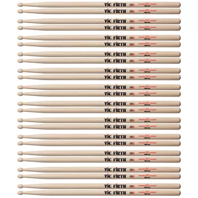 12 Pairs Vic Firth CM Wood Tip Hickory American Classic Metal Drumsticks Brick • $139.95