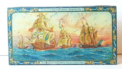 Super Rare Crawfords Sample Biscuit Tin 1920s-30s Sailing Ships Man-o-war Navy • £9.99