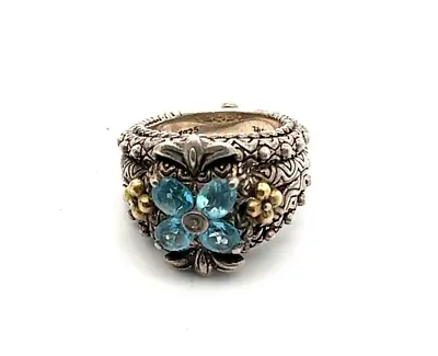 Sterling Silver 925  & 18K YG Blue Topaz Barbara Bixby Ring   #J068 • $79