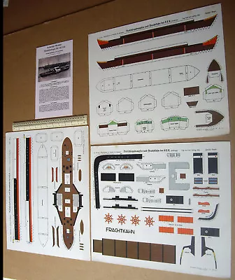 1930s JFS (J.F. Schreiber Germany) Card Cut-out River Paddle Steamer Tug & Barge • £29.95
