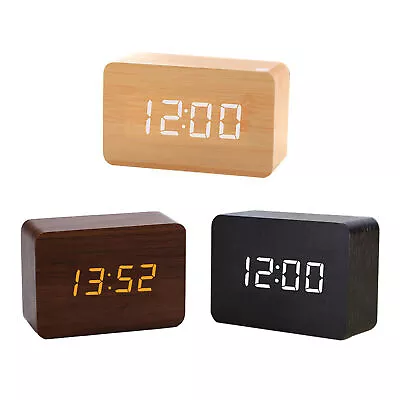 Digital Alarm Clock Wooden Table Desk Bedside Clock Electric Bedroom Clock  • $25.23