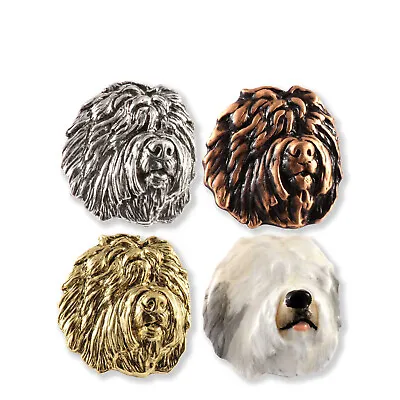 Pewter Old English Sheepdog Head Lapel Pin Or Fridge Magnet D132 Made In USA • $17.89