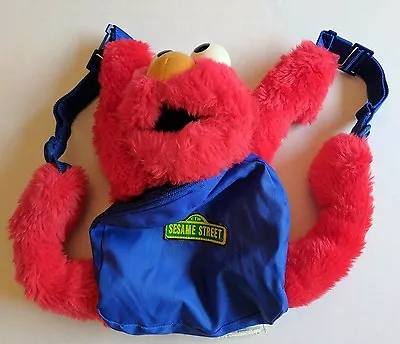 Elmo Plush Hug Me Knapsack Backpack Sesame Street CTW 1997 Jim Henson Bag Child • $18.28