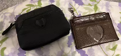 Lot Of 2 ~ Brighton Coin Purses ~ Thick Dark Blue And Brown Photo Heart • $7.50