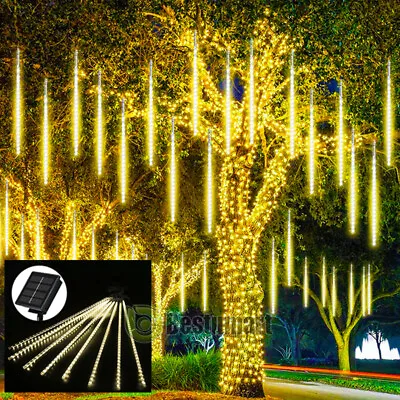 Luces Navideñas Solares Azules Con Efecto Lluvia De Meteoros Para Patio Y Decora • $19.73