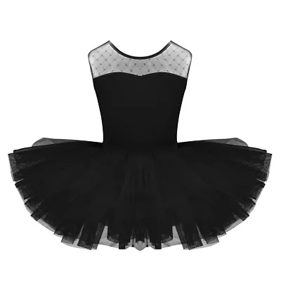 Kids Girls Lace Ballet Dance Gymnastics Leotard Tutu Dress Mesh Skrits Dancewear • $18.88