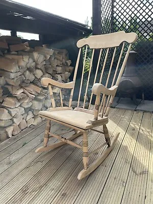 £75 • Buy Vintage Stripped Wooden Stick Back Rocking Chair-sanded-nursery-country-decor