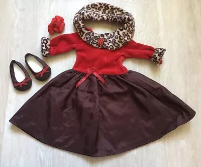 Retired American Girl Chocolate Cherry Holiday Dress Collar Brooch Pin Shoes • $24