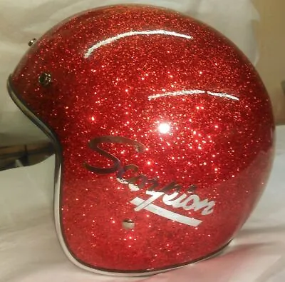 New Retro Style Vintage Scorpion Snowmobile Helmet Choose Size Red Metal Flake • $123.63