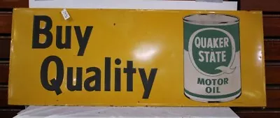 VINTAGE 1960'S QUAKER STATE MOTOR OIL BILLBOARD SIGN 96X35X1 Buy Quality Quaker • $899