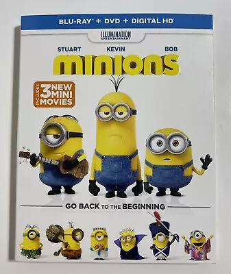 Minions Movie Blu-ray + DVD + 3 Mini-Movies Go Back To The Beginning • $11